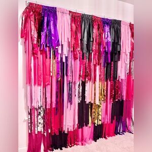 Pink and Red Fringe Party Backdrop 7x8 ft